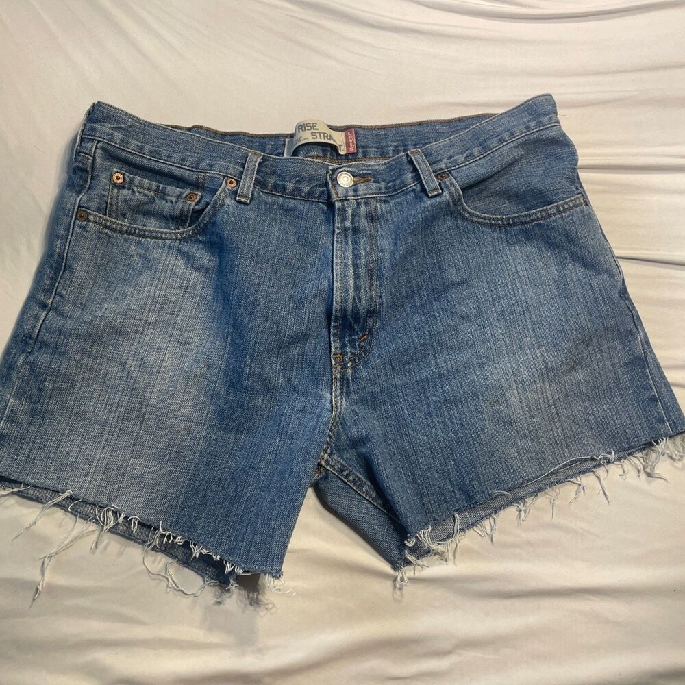 Levi's Shorts Womens 10 Blue Cut Off 529 Low Rise Distressed Frayed Hem 36x32